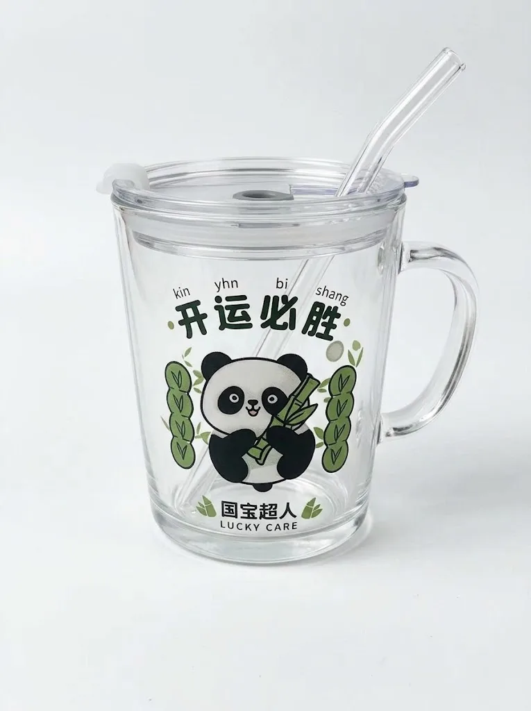 Vaso de vidrio panda